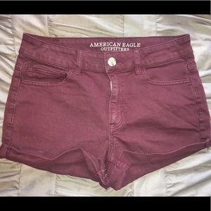 American Eagle High Rise Maroon Shorts size 8